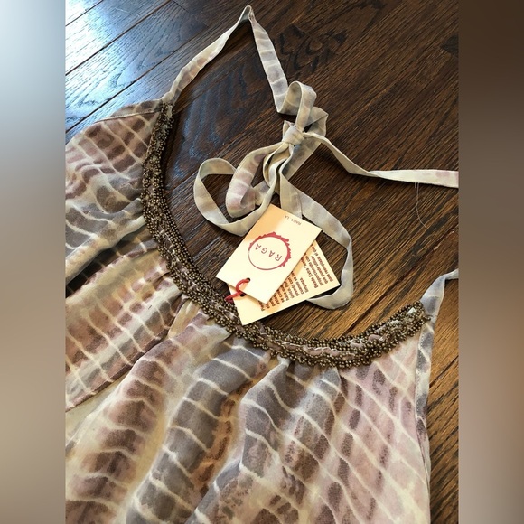 RAGA Women's S Aphrodite Maxi Multi-Color Boho Halter Dress w/Beaded Collar NWT - Picture 6 of 16